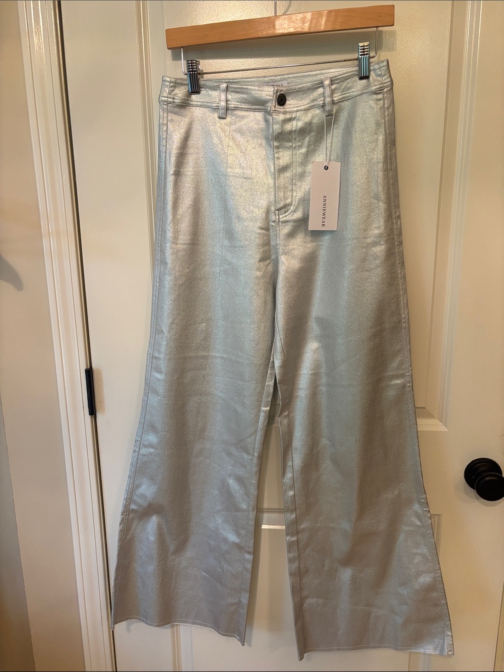 Annie Metallic Silver Trousers
